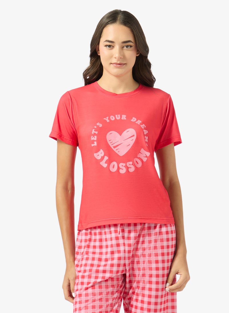 Ginger Cotton Graphic T-shirt & Pyjama Set - Image 3