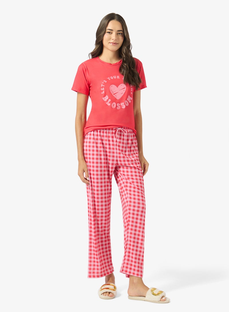 Ginger Cotton Graphic T-shirt & Pyjama Set - Image 5