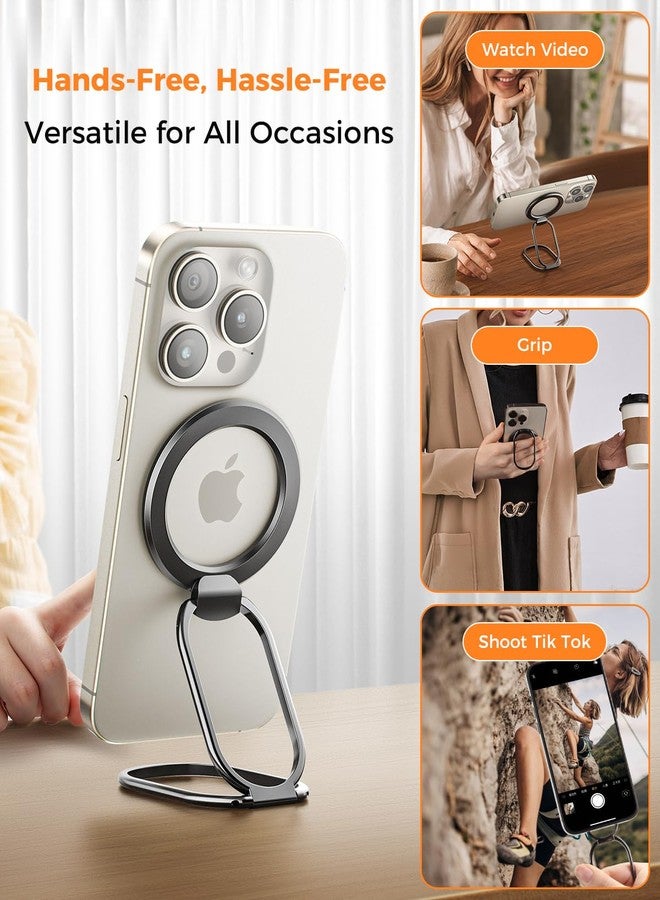 SUPERONE [2025 Upgraded] Mag Safe Phone Ring Holder, SUPERONE Adjustable Magnetic Kickstand & Removable Phone Grip Compatible with Wireless Charging Only for iPhone 17 &16 & 15 & 14 & 13 & 12 Series - Black - Image 3