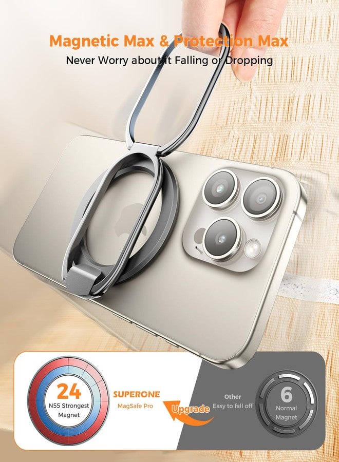 SUPERONE [2025 Upgraded] Mag Safe Phone Ring Holder, SUPERONE Adjustable Magnetic Kickstand & Removable Phone Grip Compatible with Wireless Charging Only for iPhone 17 &16 & 15 & 14 & 13 & 12 Series - Black - Image 4