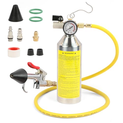 YUANRI AC Flush Kit Home A/C Flush Tool Automotive A/C Flush Kit House AC Flushing Kit 1L Stainless Steel Bottle R134A R12 R22 R404 R410A Air Conditioner System Flush Canister Kit Clean Tool Set - Image 1