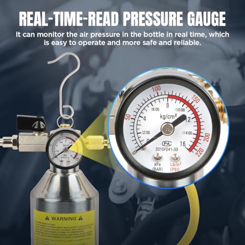 YUANRI AC Flush Kit Home A/C Flush Tool Automotive A/C Flush Kit House AC Flushing Kit 1L Stainless Steel Bottle R134A R12 R22 R404 R410A Air Conditioner System Flush Canister Kit Clean Tool Set - Image 3