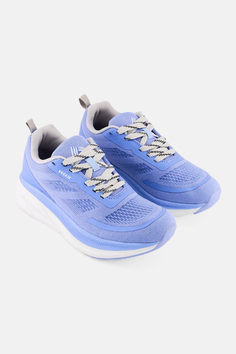 RBX Women Brand Logo Lace Up Training Shoes, Light Blue - Image 1