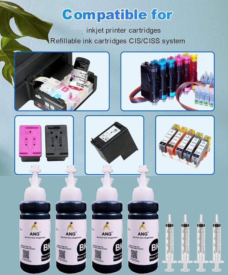 ANG Black Refill Ink for Canon Pixma MG2577s, MG2970, MG3070, MG3070s, MG3077s, TS207, TS307, TS3170, TS3170s, TS3177s, MX497 | Ink Bottle for Printer Cartridge Refill - Image 4