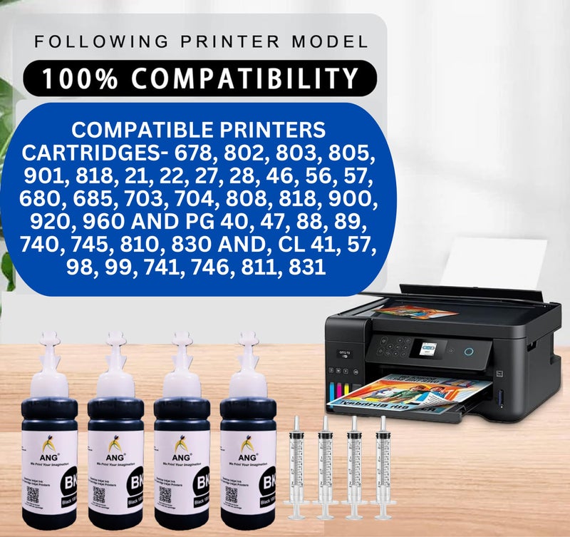 ANG Black Refill Ink for Canon Pixma MG2577s, MG2970, MG3070, MG3070s, MG3077s, TS207, TS307, TS3170, TS3170s, TS3177s, MX497 | Ink Bottle for Printer Cartridge Refill - Image 3