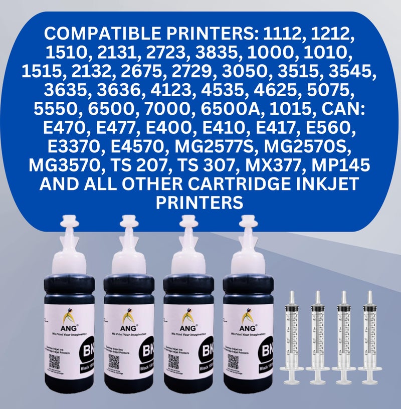 ANG Black Refill Ink for Canon Pixma MG2577s, MG2970, MG3070, MG3070s, MG3077s, TS207, TS307, TS3170, TS3170s, TS3177s, MX497 | Ink Bottle for Printer Cartridge Refill - Image 2