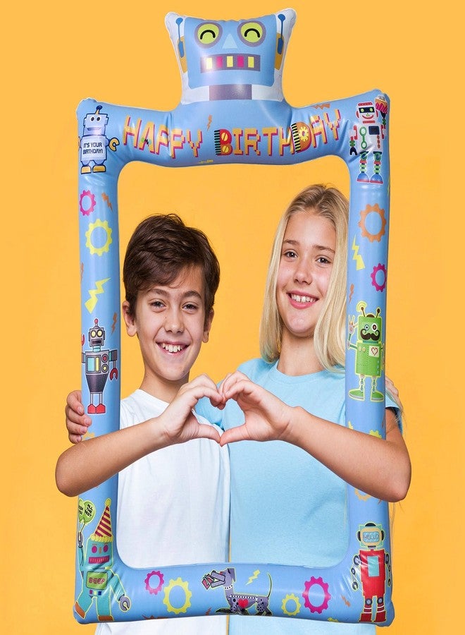 The DaPai Fun Robot Themed Happy Birthday Inflatable Selfie Photo Frame Props for Pictures & Decors Robot Birthday Blow Up Picture Frame Decors for Tech-Loving Child Birthday Baby Shower Party Supplies - Image 4