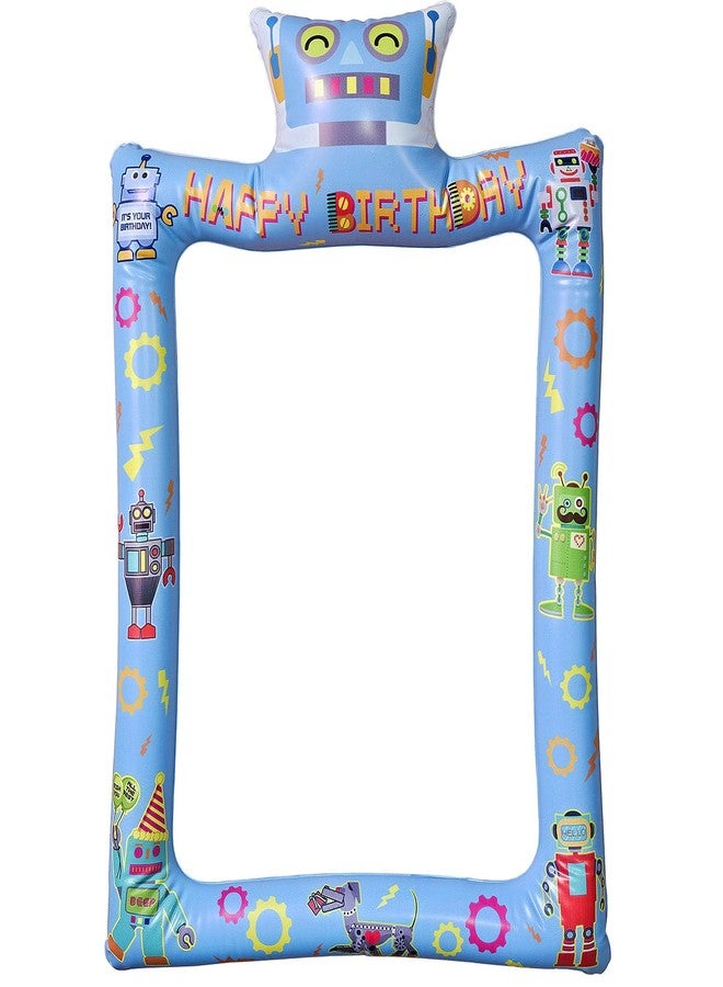 The DaPai Fun Robot Themed Happy Birthday Inflatable Selfie Photo Frame Props for Pictures & Decors Robot Birthday Blow Up Picture Frame Decors for Tech-Loving Child Birthday Baby Shower Party Supplies - Image 3
