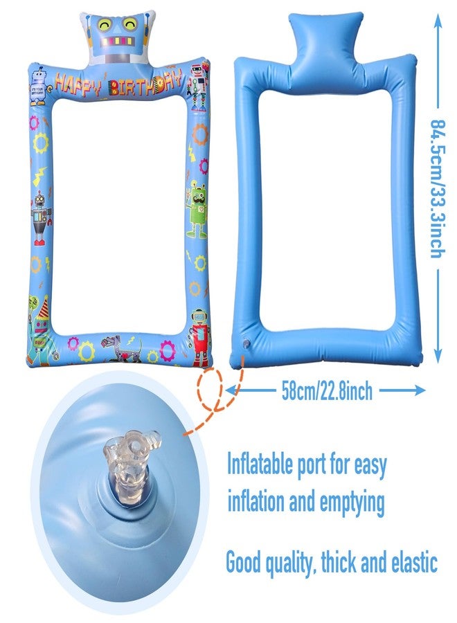 The DaPai Fun Robot Themed Happy Birthday Inflatable Selfie Photo Frame Props for Pictures & Decors Robot Birthday Blow Up Picture Frame Decors for Tech-Loving Child Birthday Baby Shower Party Supplies - Image 2