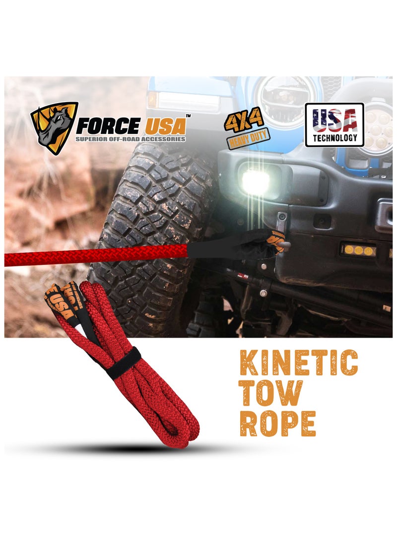 FORCE USA Kinetic Recovery Rope 13.2T 9M - Strong Offroad Towing Strap for Trucks 4WD SUVs ATVs - Shock Absorbing Heavy Duty Rope for Mud Sand Snow Adventure Use - Image 2