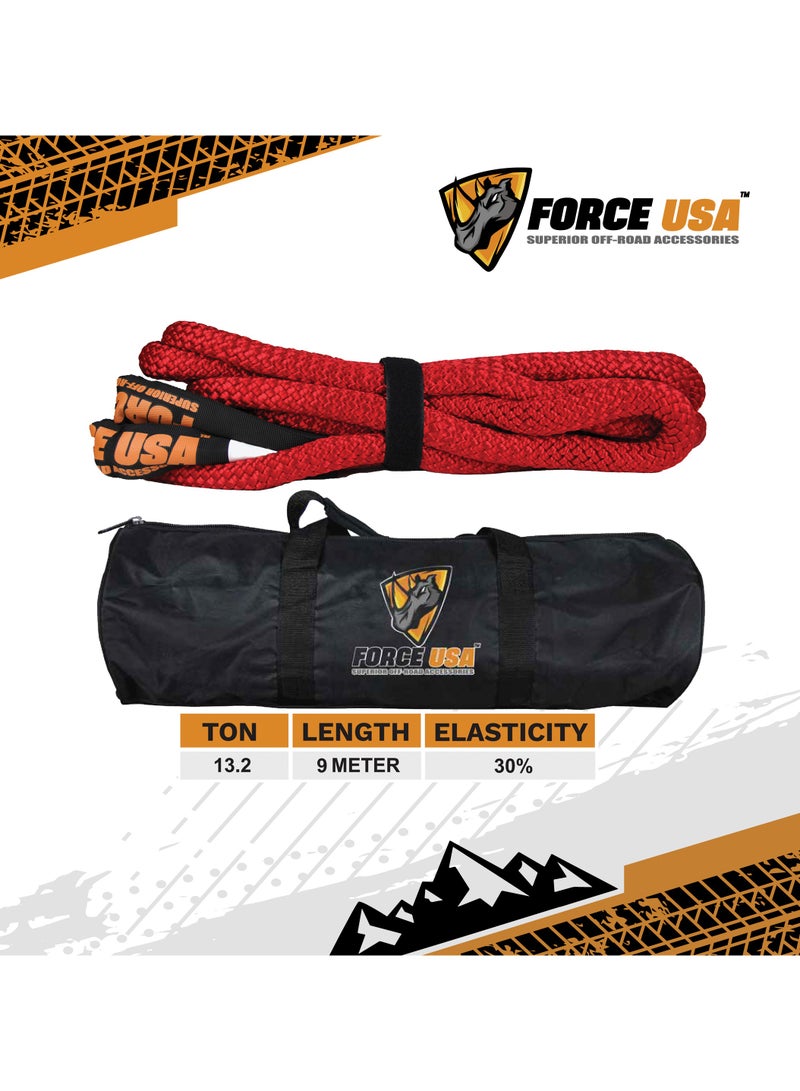 FORCE USA Kinetic Recovery Rope 13.2T 9M - Strong Offroad Towing Strap for Trucks 4WD SUVs ATVs - Shock Absorbing Heavy Duty Rope for Mud Sand Snow Adventure Use - Image 3