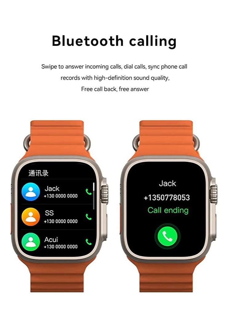 W&O W&O x8 Ultra plus Smart Watch Series 8 NFC Body Temperature Monitor Bluetooth Call Wireless charging Touch Screen 2.02" HD Screen 485*520 Pixels - Wearfit PRO IOS & android for men and women  - Image 3