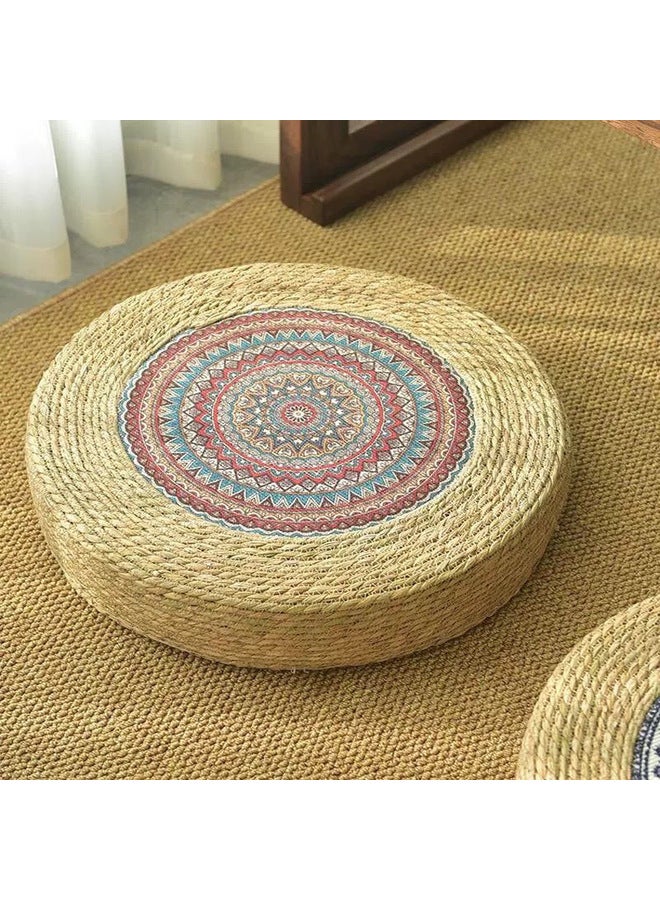يُسلِّم Rattan Ottoman with Handwoven Natural Fiber Seat for Living Room and Bedroom, Versatile Footstool (مقعد من الألياف الطبيعية لغرفة المعيشة وغرفة النوم) - Image 1