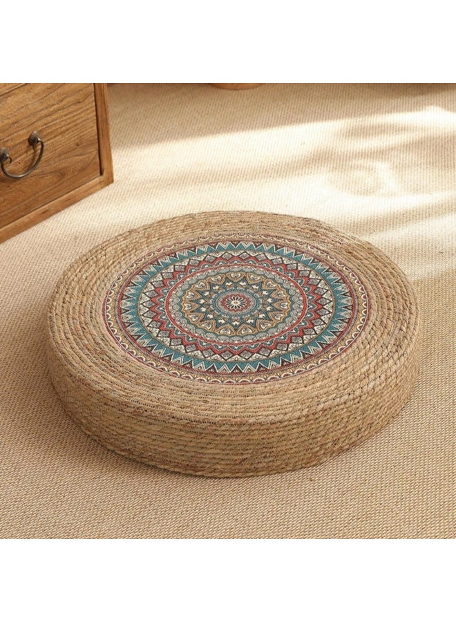 يُسلِّم Rattan Ottoman with Handwoven Natural Fiber Seat for Living Room and Bedroom, Versatile Footstool (مقعد من الألياف الطبيعية لغرفة المعيشة وغرفة النوم) - Image 2