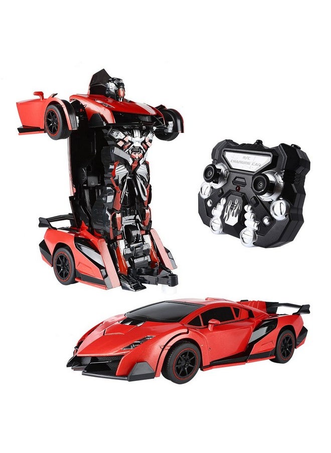 SainSmart Jr. SainSmart Jr. Remote Control Car, Transform Robot RC Cars for Kids Toys, 1:14 Scale Car with One-Button Deformation, 360°Drifting, and Realistic Engine Sound, Gifts for Boys Girls Aged 8+, Red  - Image 1