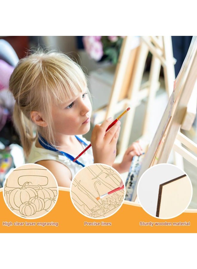 COCHIE 10PCS Large Fall Unfinished Wood Crafts to Paint for Adults Kids, Bulk Predrilled Wooden Ornaments for Painting, Pumpkin Scarecrow Maple Leaf Paintable Wood Slices Craft Supplies with Ropes - Image 3