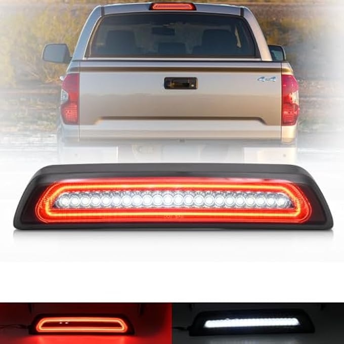 Mingrui test مصباح فرامل خلفي LED أحمر أبيض بعدسة مدخنة لسيارة تويوتا تندرا 2007-2021 مع ميزة ستروب مصباح خلفي للشحن مصباح فرامل عالي التركيب من OEM - Image 1