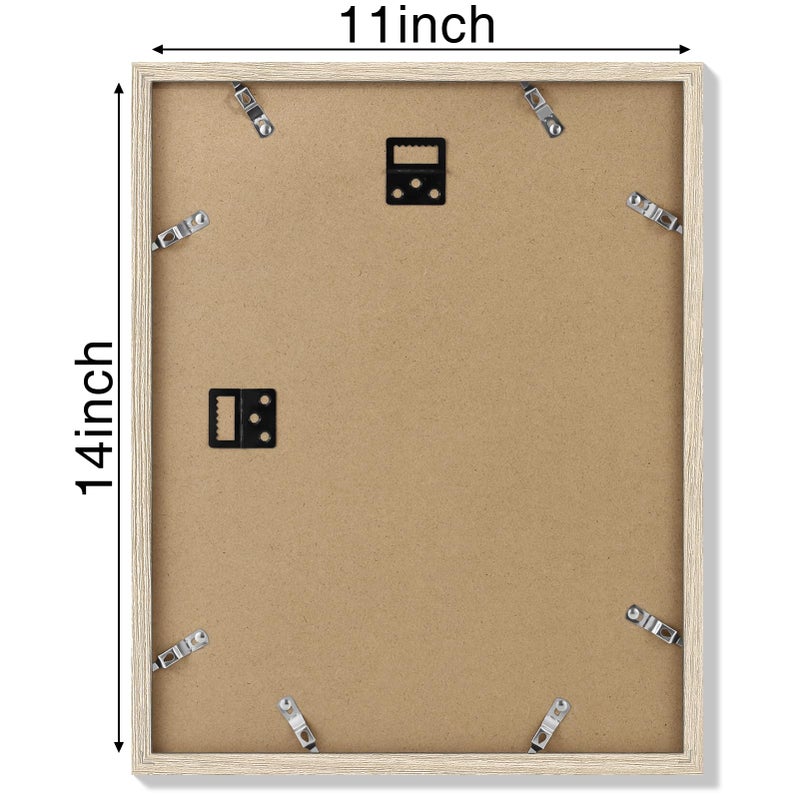 Vittanly 11x14 Picture Frame, Engineered Wood with Shatter Resistant Plexiglass, Display Pictures 8x10 with Mat or 11x14 without Mat, Photo Frame for Wall Mounting, Light Natural, 1 Pack - Image 5