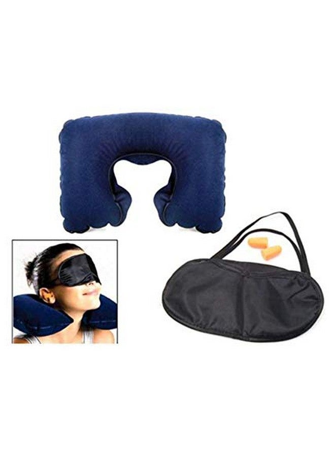 IVAR 3 in 1 Travel Set - Inflatable Neck Pillow, Eye Mask and Ear Plugs Airline Travel Kit (Grey) - Image 2