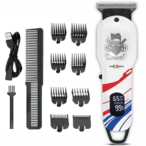 Pick Ur Needs Professional Barber Tool/Hair Cutting Machine/Clipper For Men With LED Display Trimmer 180 min Runtime 8 Length Settings (White) - Image 1