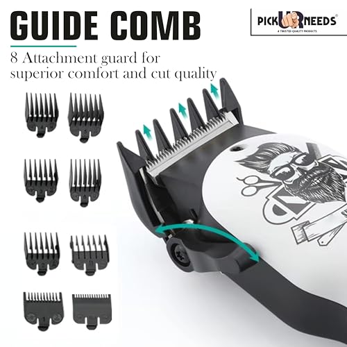 Pick Ur Needs Professional Barber Tool/Hair Cutting Machine/Clipper For Men With LED Display Trimmer 180 min Runtime 8 Length Settings (White) - Image 2