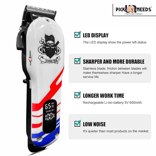 Pick Ur Needs Professional Barber Tool/Hair Cutting Machine/Clipper For Men With LED Display Trimmer 180 min Runtime 8 Length Settings (White) - Image 3