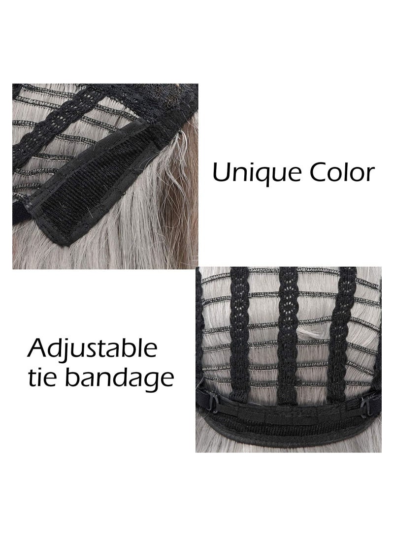 إستيل شعر مستعار مموج طبيعي مع دوي هوائية قصيرة شعر مستعار بوب للمرأة طول الكتف الباروكات مجعد مموج تأثيري شعر مستعار بوب شعر مستعار للفتيات أسود رمادي - Image 5