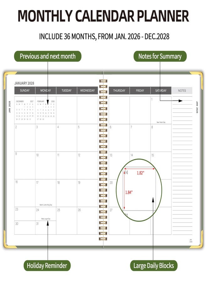 Kamoy Monthly Planner 2026-2028, 2026 Calendar 36 Months Planner, Jan. 2026 - Dec. 2028, 8.5" x 11", Academic Planner Hard PVC Cover with Spiral Bound, Perfect for School & Office for Women & Men - Image 3
