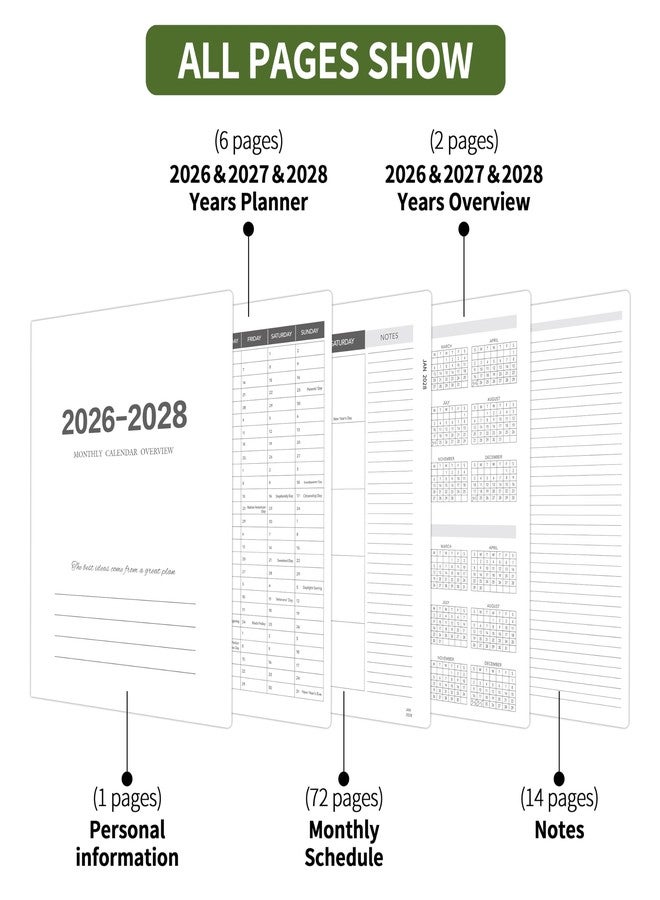 Kamoy Monthly Planner 2026-2028, 2026 Calendar 36 Months Planner, Jan. 2026 - Dec. 2028, 8.5" x 11", Academic Planner Hard PVC Cover with Spiral Bound, Perfect for School & Office for Women & Men - Image 5