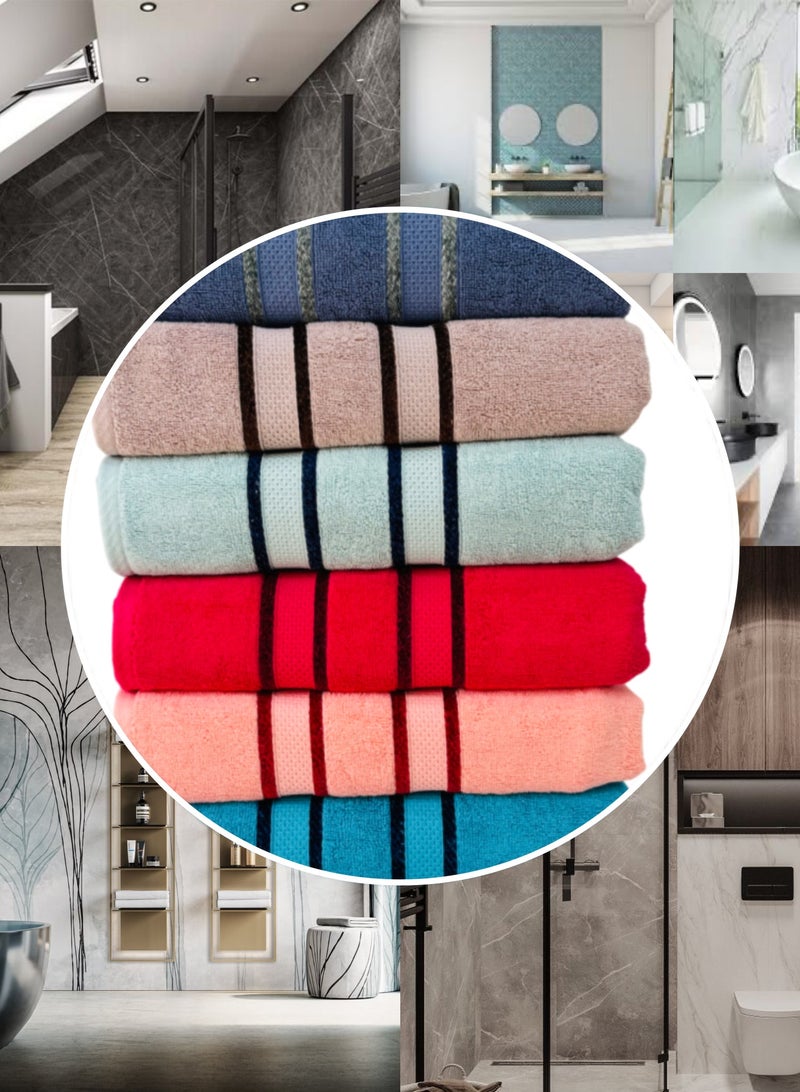 Hayat SOLID- 6 Piece Terry Bath Sheets 80 x 160 cm Super Soft 100% Cotton Fast Absorbent & Quick Dry Towels -Assorted Colours - Image 2
