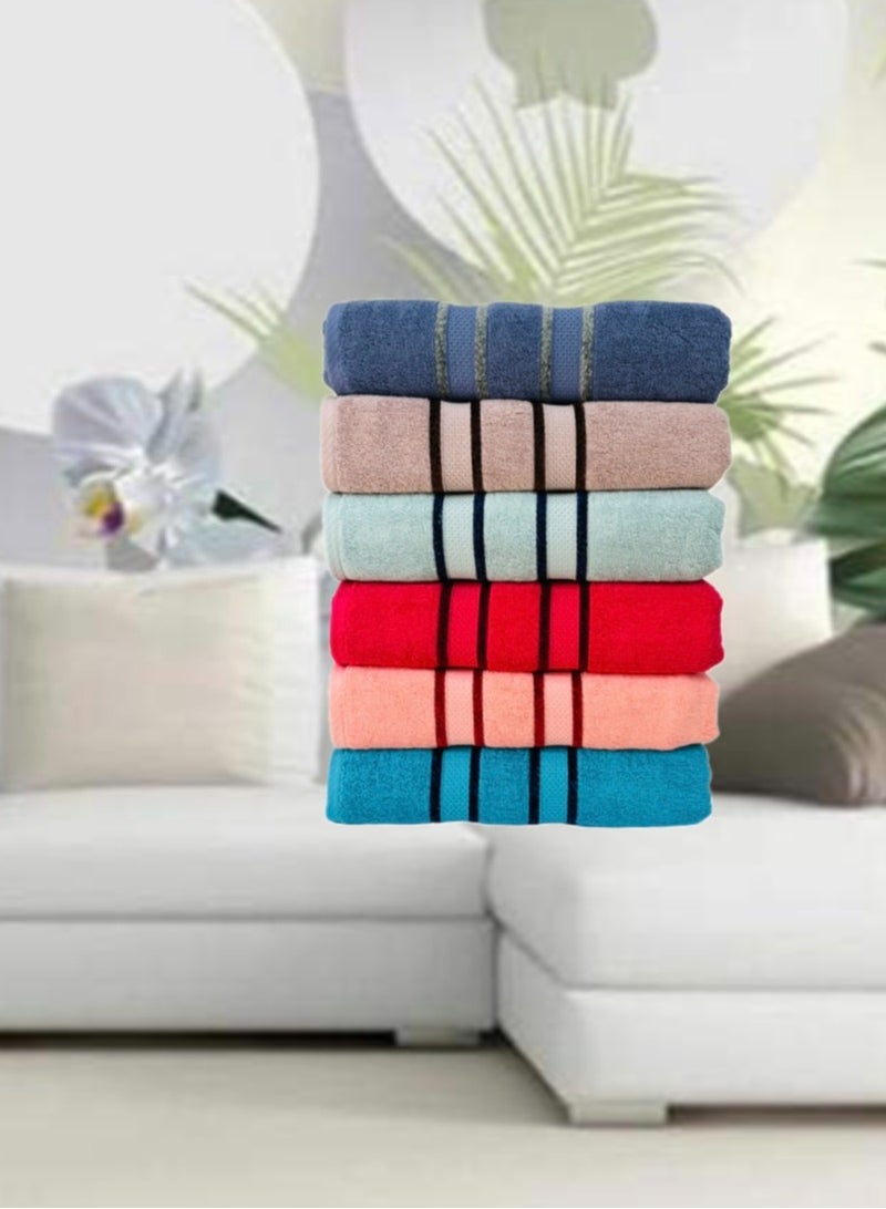 Hayat SOLID- 6 Piece Terry Bath Sheets 80 x 160 cm Super Soft 100% Cotton Fast Absorbent & Quick Dry Towels -Assorted Colours - Image 1