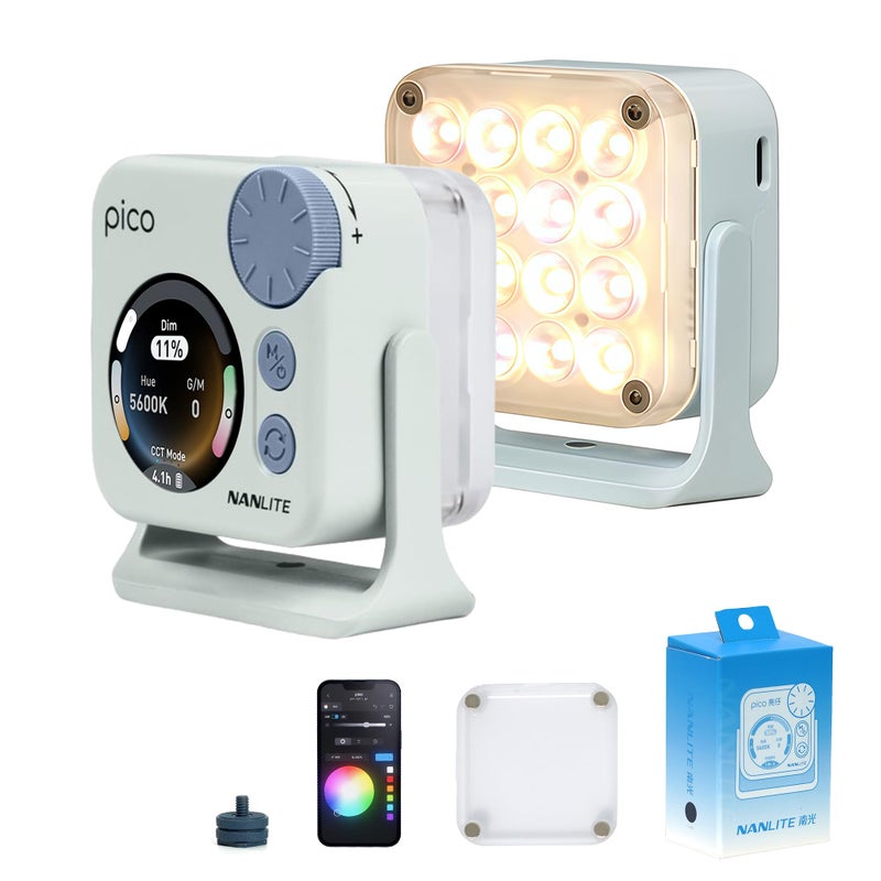 Nanlite Pico Portable LED Fill Light Full Color RGB SnapOn Attachment for PhoneCamera Photography Live Streaming Video Content Creation Mint Blue - Image 2