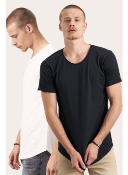 Cool Tarz Cool Style 2-Pack White-Black Sloppy Collar Loose T-Shirt  - Image 1
