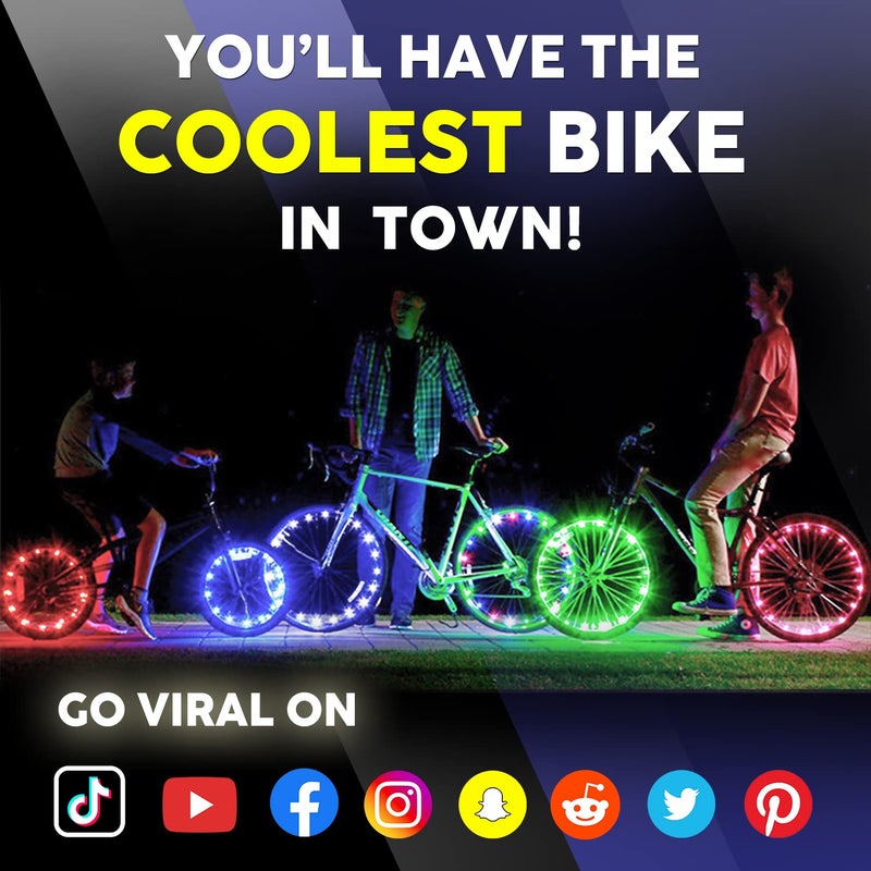 BLITZU Bike Wheel Lights, Bicycle Spoke Decorations Light for Night Riding, 2-Tire Pack 7 Colors in 1 Fun Bright Patterns, Disco LED Safety Strip Light, Bike Accessories for Kids, Boys, Girls, Adults - Image 2