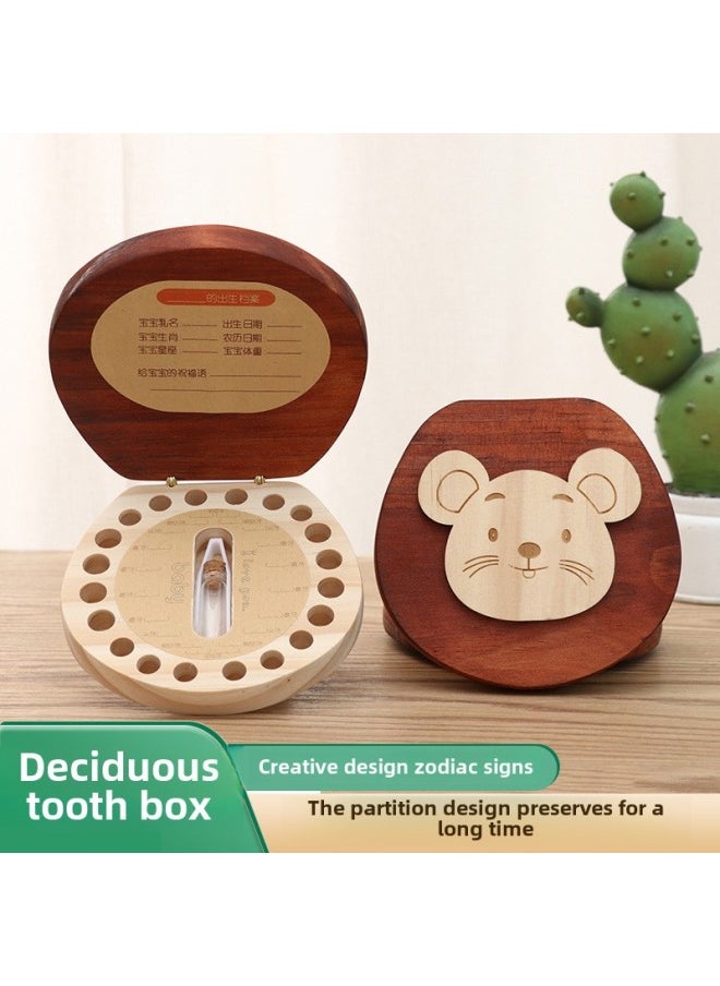 Generic - Children's Milk Teeth Storage Commemorative Box Girl's Wooden Baby Fetal Hair Collection Bottle Boy's Replacement Tooth Storage Box-Color:Boutique-monkey - Image 1