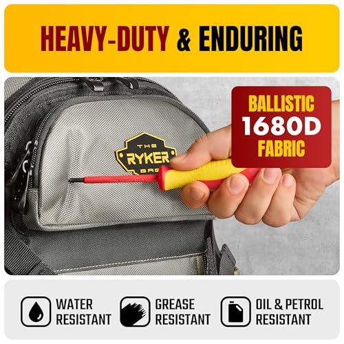 The Ryker Bag Tool Backpack, Heavy Duty Electrician Tool Bag for Contractors, Plumbers & HVAC Technicians, Professional Jobsite Gear Storage Organizer Ideal gift for Dads, Maintenance & Construction - Image 4