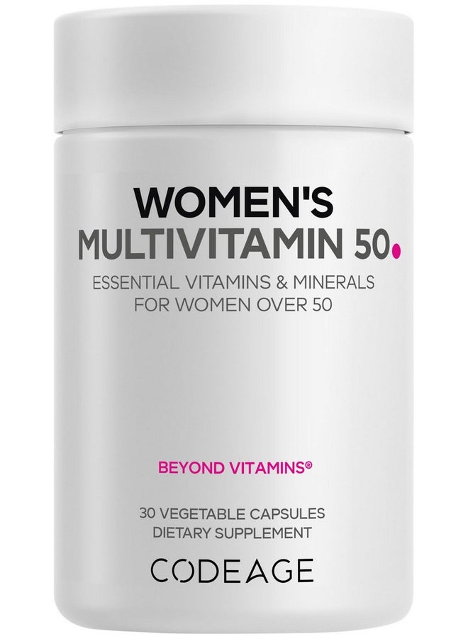 Codeage Codeage Women’s Multivitamin 50 - Essential Vitamins for Women Over 50, Methylated Folate, Magnesium, Selenium, Vitamin B6, B12, D3 Antioxidants - 1 Pill Per Serving - Gluten-Free - 30 Capsules  - Image 1