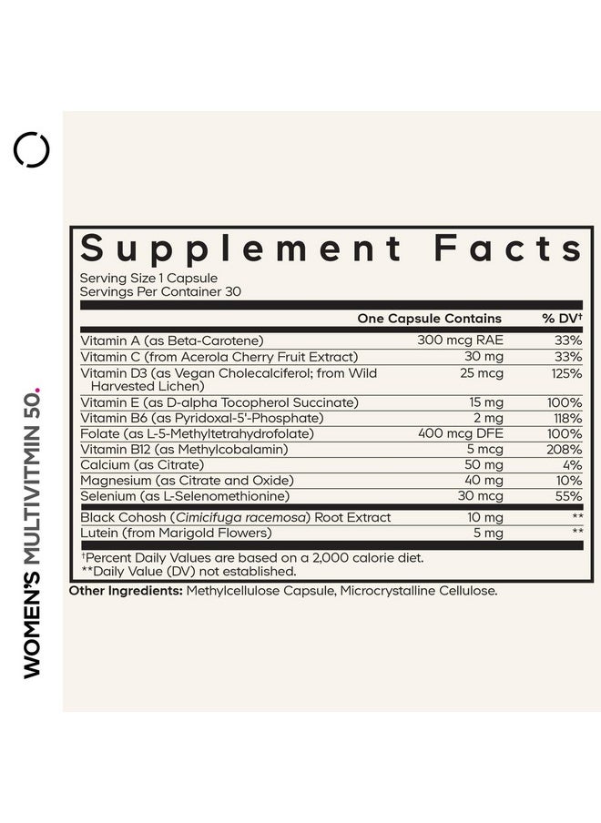 Codeage Codeage Women’s Multivitamin 50 - Essential Vitamins for Women Over 50, Methylated Folate, Magnesium, Selenium, Vitamin B6, B12, D3 Antioxidants - 1 Pill Per Serving - Gluten-Free - 30 Capsules  - Image 2