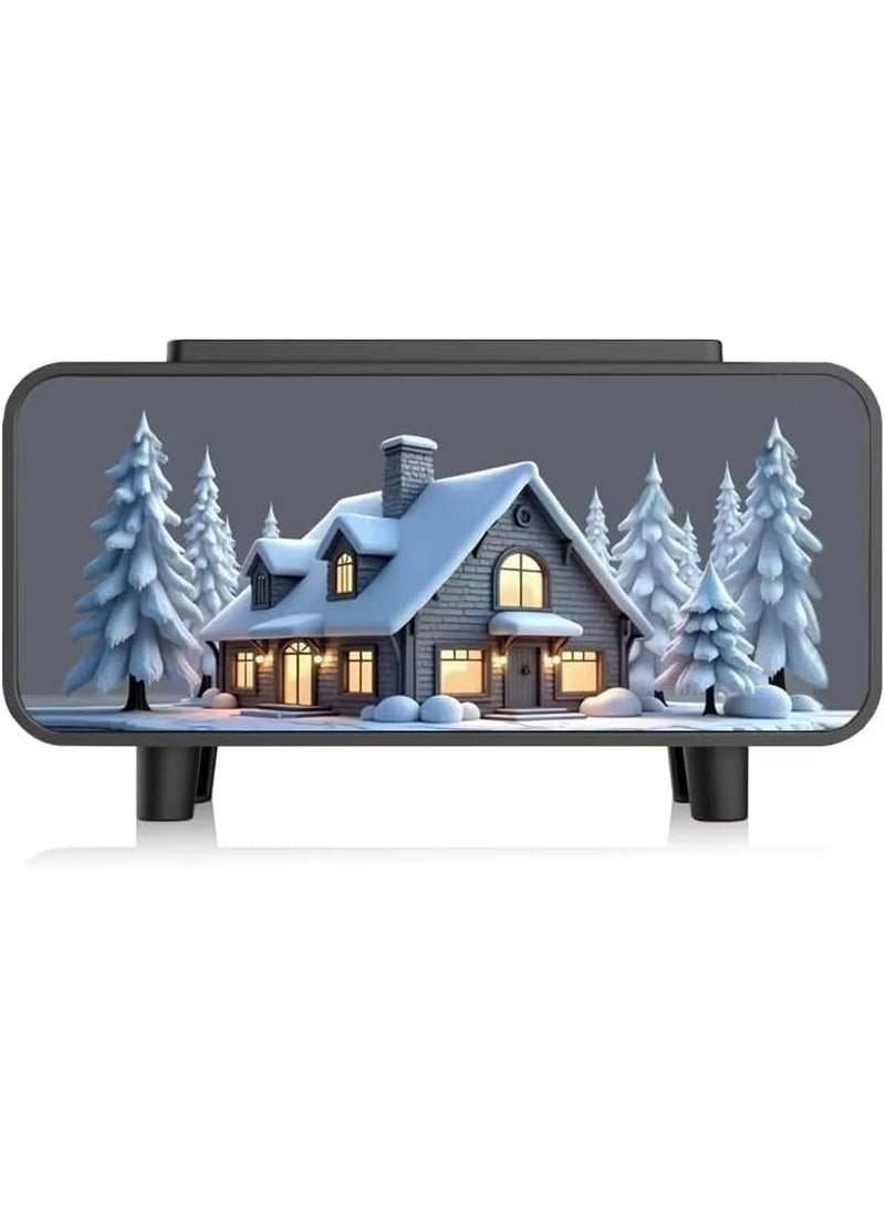 zoba Realistic three-color flame effect fragrance diffuser with LED lighting - Ultrasonic air humidifier - Sea and warm color changing - Stylish decorative design, quiet and safe operation (Ice House) - Image 1