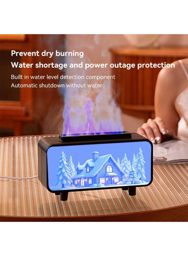 zoba Realistic three-color flame effect fragrance diffuser with LED lighting - Ultrasonic air humidifier - Sea and warm color changing - Stylish decorative design, quiet and safe operation (Ice House) - Image 2