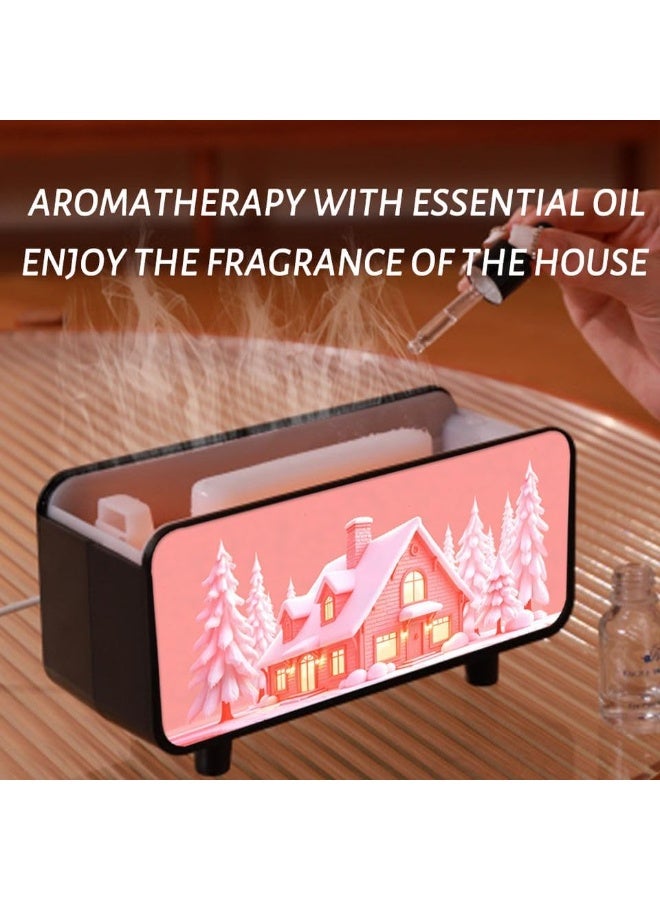 zoba Realistic three-color flame effect fragrance diffuser with LED lighting - Ultrasonic air humidifier - Sea and warm color changing - Stylish decorative design, quiet and safe operation (Ice House) - Image 3