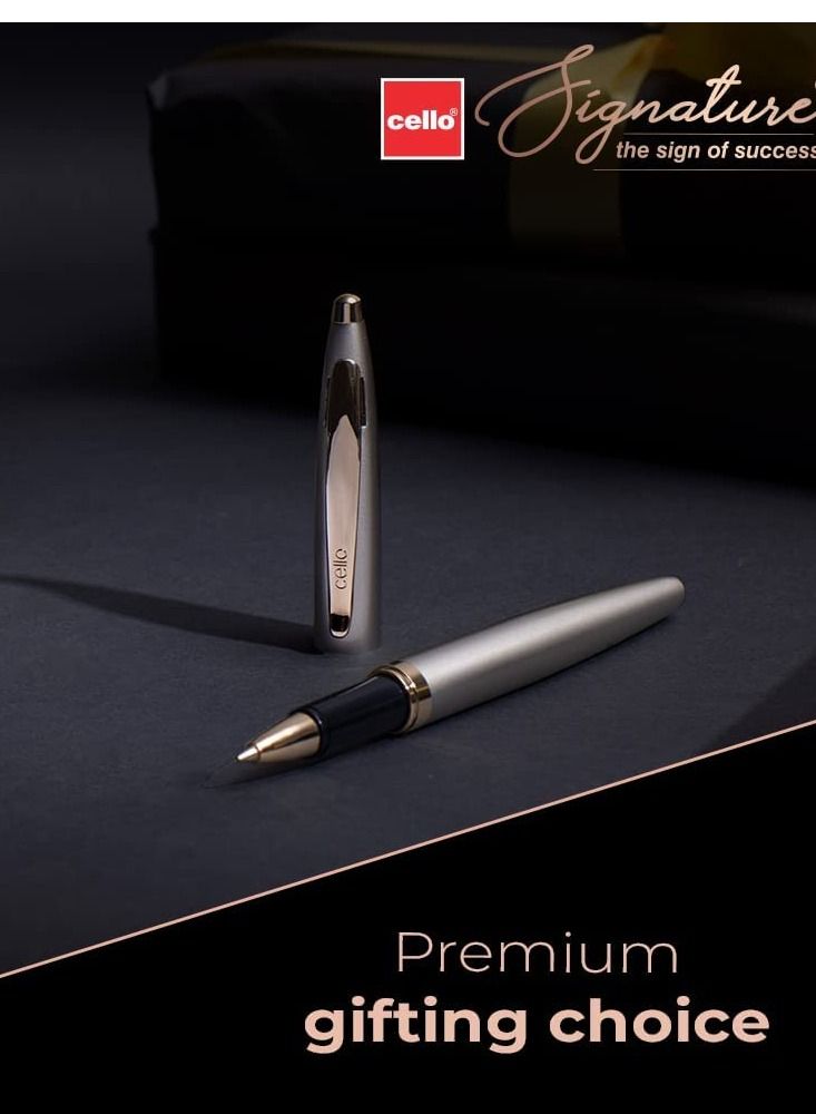 Cello Signature Crème Ivory Roller Pen Blue Ink - Image 3