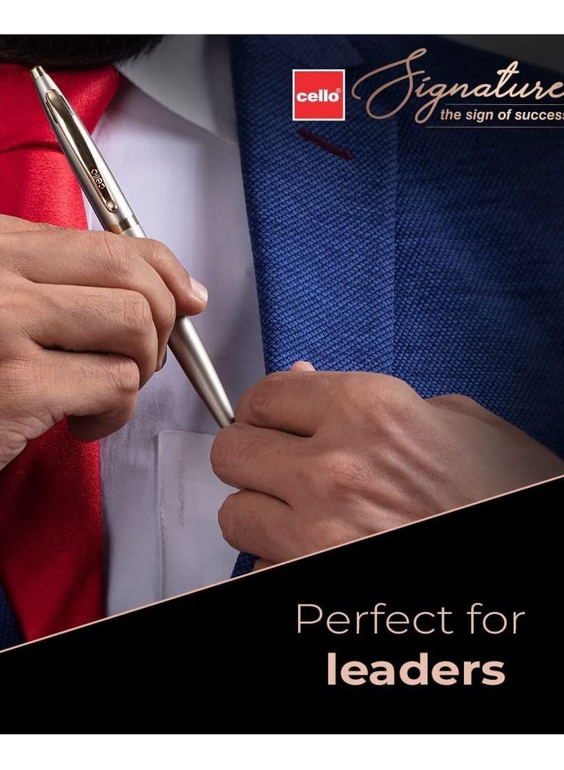 Cello Signature Crème Ivory Roller Pen Blue Ink - Image 4