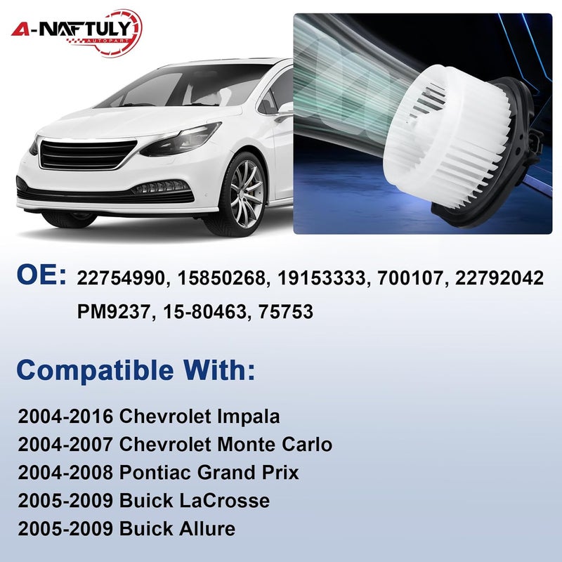A-NAFTULY AC Blower Motor Fan for Chevy Impala, Monte Carlo, Pontiac Grand Prix, Buick Lacrosse/Allure - Image 3