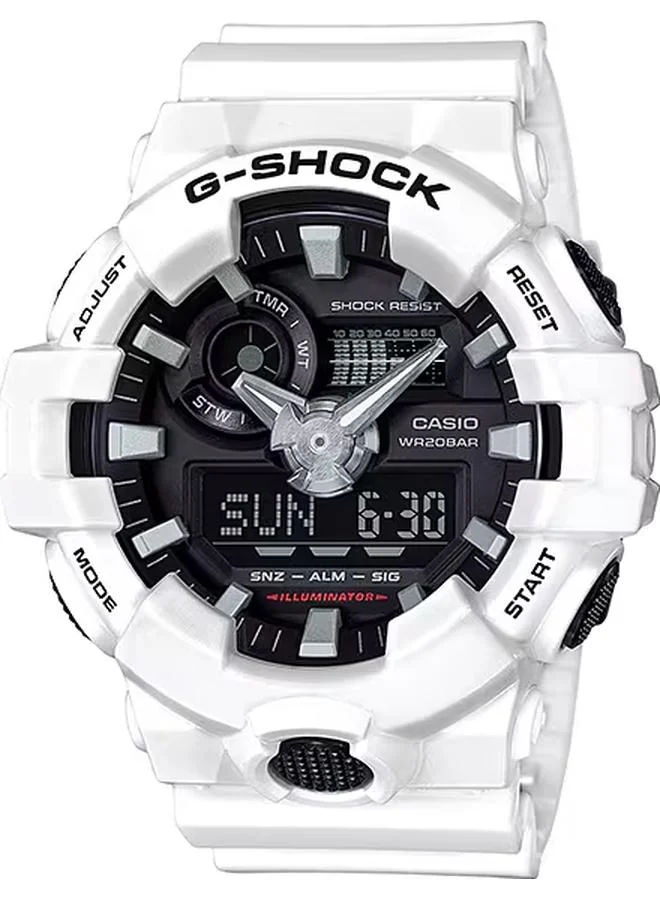 جي شوك Men's Analog-Digital Display Watch With White Resin Strap - GA-700-7ADR
