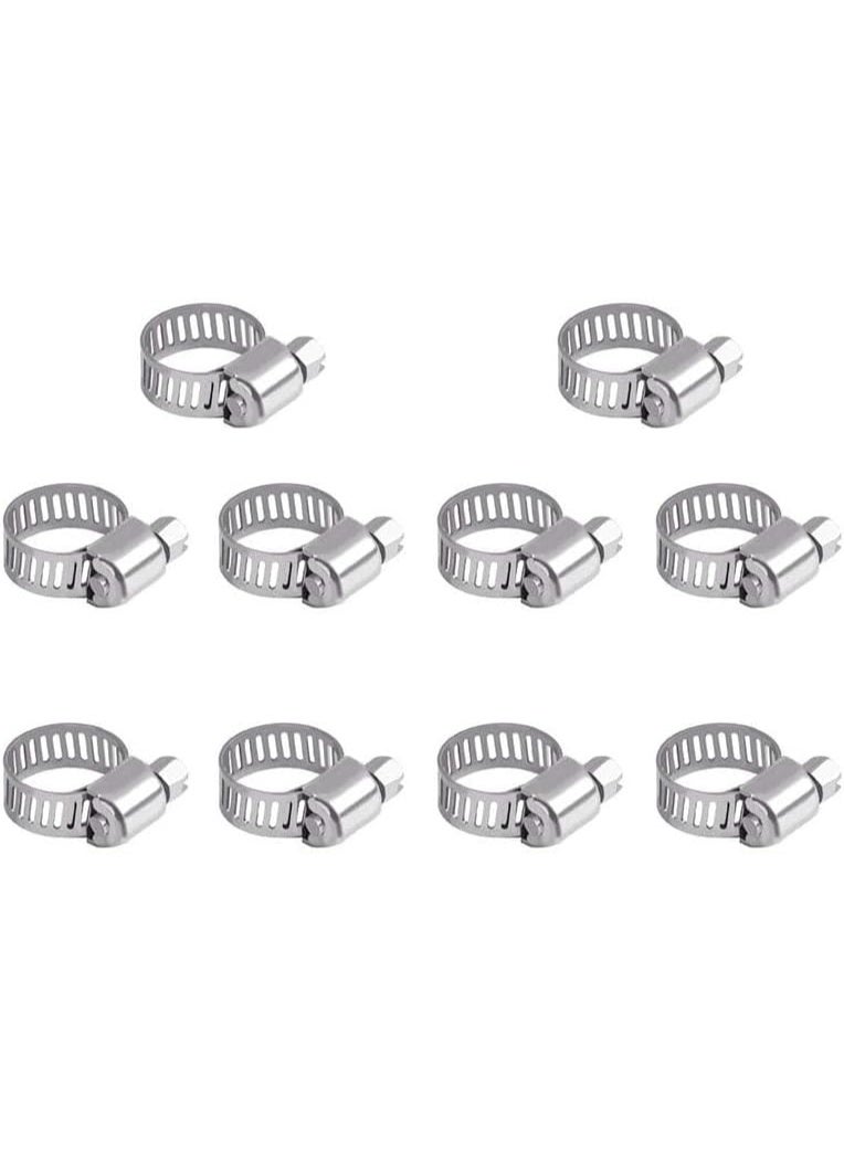 10pcs Hose Clamps  Adjustable Hose Clamps Pipe Clamps 304 Stainless Steel Worm Drive Pipes for Home Gas Pipe Water Pipe - Image 1