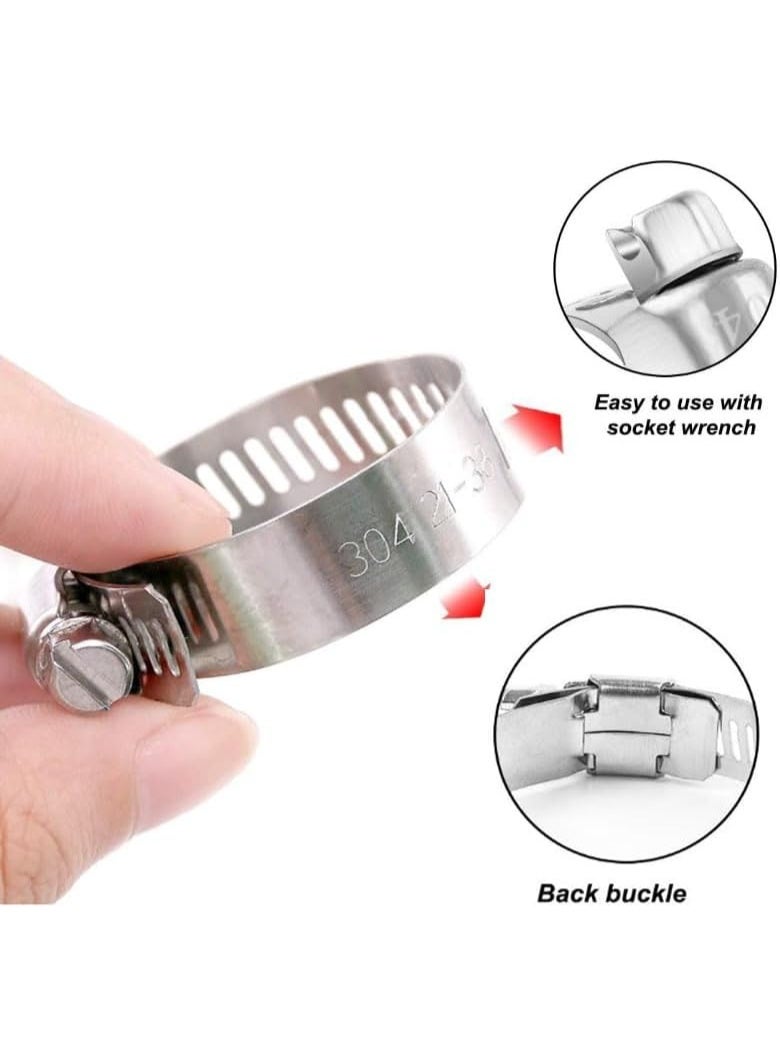 10pcs Hose Clamps  Adjustable Hose Clamps Pipe Clamps 304 Stainless Steel Worm Drive Pipes for Home Gas Pipe Water Pipe - Image 4