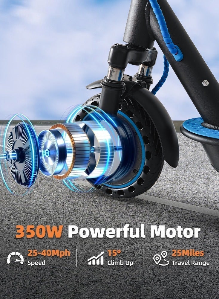bolin One-Touch Folding Electric Scooter With Front Shock Absorber, Speed 20-45 KM/H, 350W Brushless Motor, App Operation, 25 KM Range, Suitable For Adults And Teenagers, Load Capacity Up To 150 KG,Blue Handle + Blue Pedals - Image 2