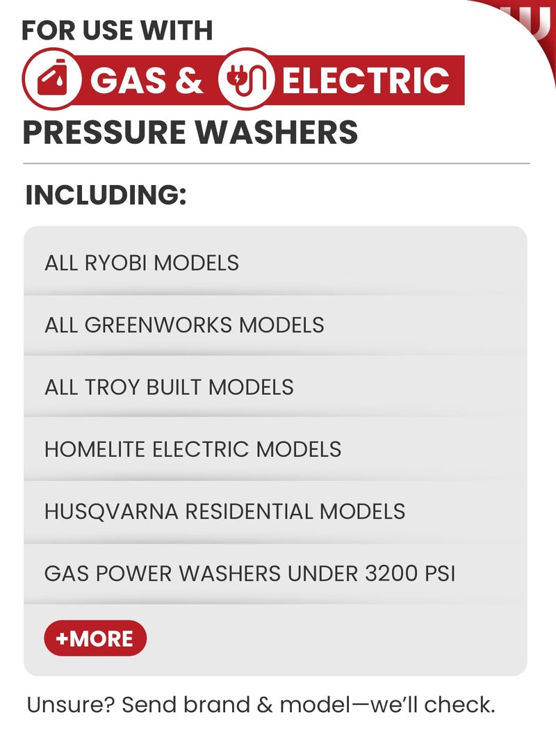 WOJET خرطوم غسالة الضغط WOJET بطول 25 قدم × 1/4 بوصة، خرطوم بديل فائق المرونة لطرازات Ryobi و Greenworks، خرطوم غسالة الضغط مع موصل M22 14 مم، خرطوم عالي الضغط يناسب غسالات الضغط الكهربائية، 3200 PSI - Image 3