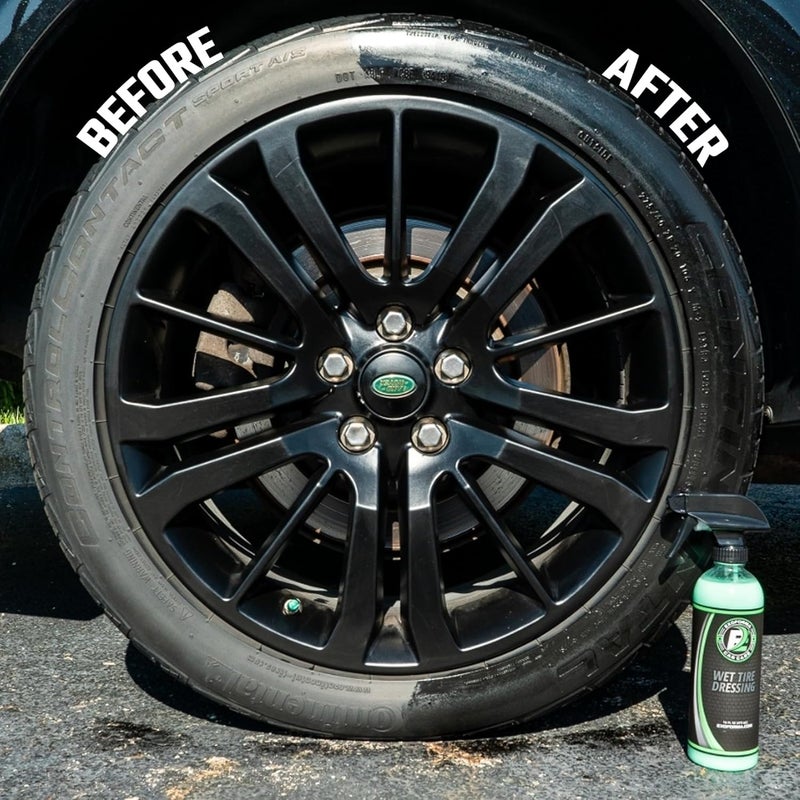 ExoForma Wet Tire Dressing Spray - Extremely High Shine Tire Dressing for That Wet Look - No Sling, Non-Greasy Silicone Formula with UV Protection - Easy to Apply, Minimal Cure Time - 16 fl oz - Image 1